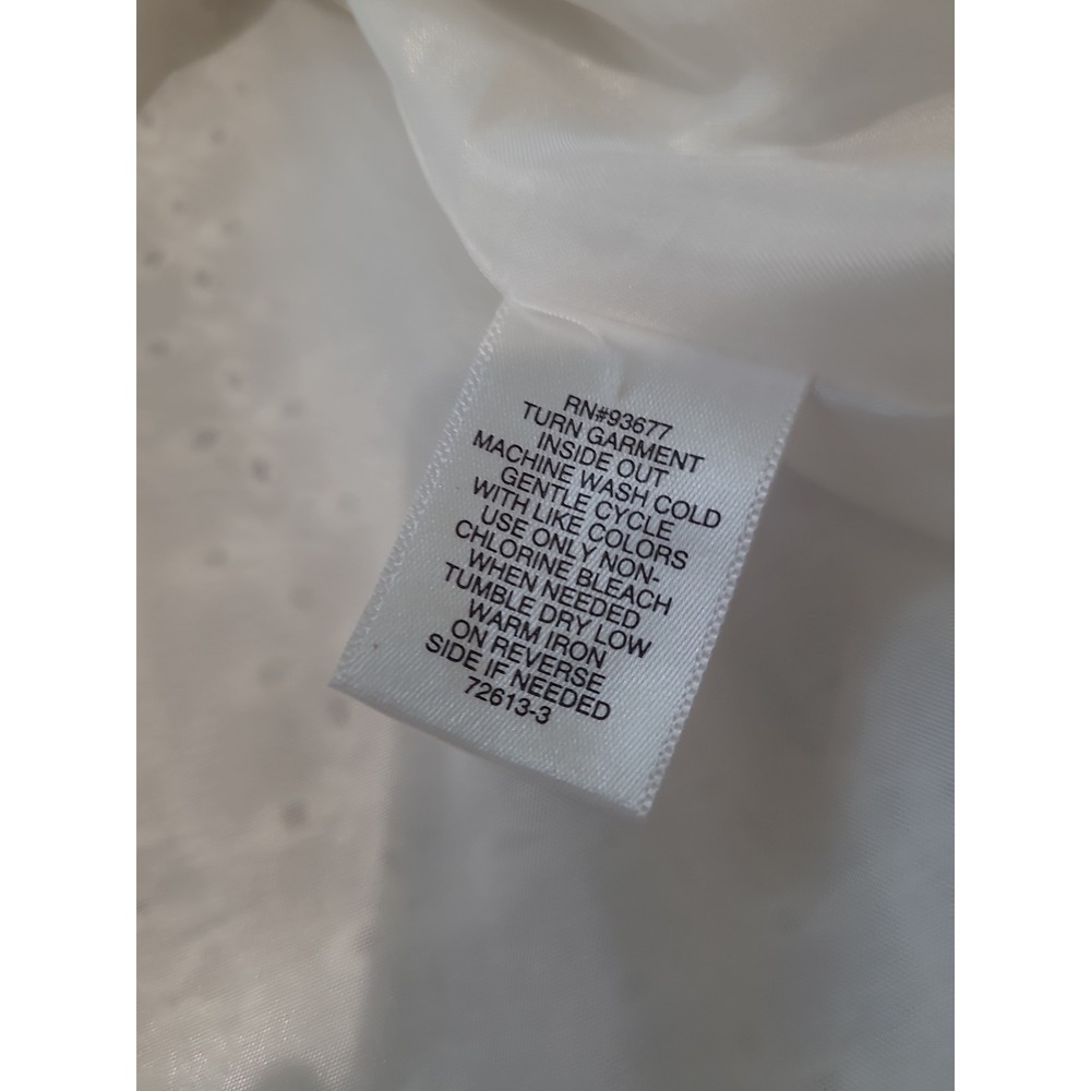 Liz Claiborne White Eyelet belted Shift dress Women SZ L pockets Beachy Vacation - Picture 11 of 12
